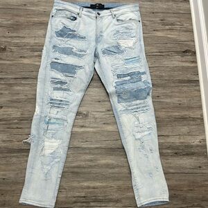 Jordan Craig Stylish Light Blue Distressed Men's Jeans